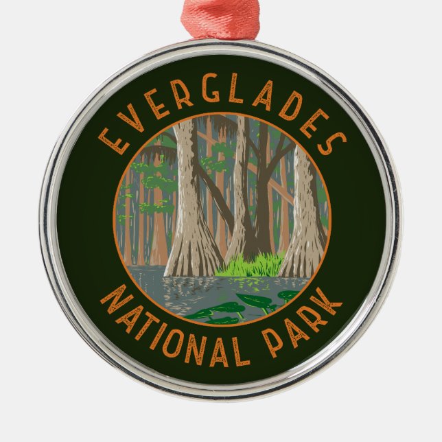 Everglades nationalpark Retro Distress Circle Julgransprydnad Metall (Framsidan)