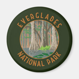 Everglades nationalpark Retro Distress Circle Magnet