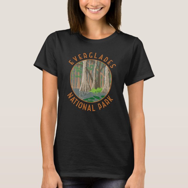 Everglades nationalpark Retro Distress Circle T Shirt (Framsida)