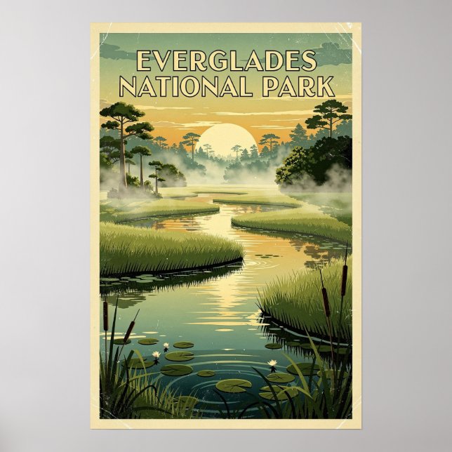 Everglades Nationalpark Retro Poster (Framsidan)