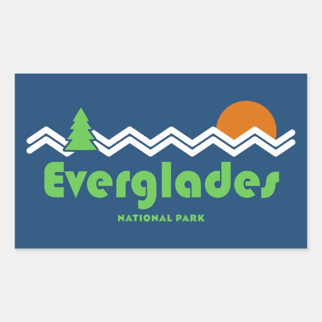 Everglades nationalpark Retro Rektangulärt Klistermärke (Framsida)