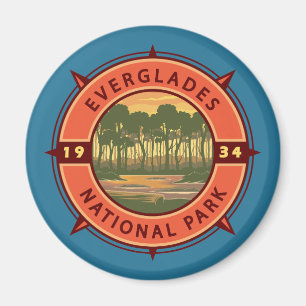 Everglades nationalpark Sunset Retro Compass Magnet