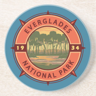 Everglades nationalpark Sunset Retro Compass Underlägg