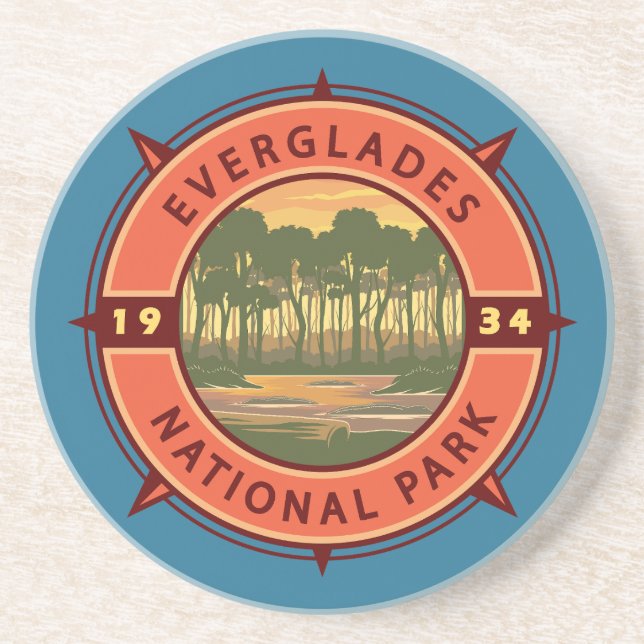 Everglades nationalpark Sunset Retro Compass Underlägg (Framsidan)