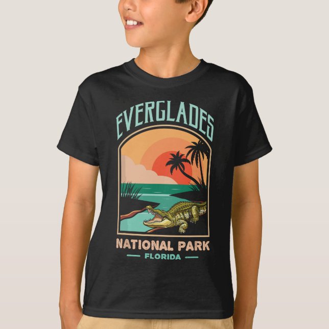Everglades nationalpark US Crokodile Florida Alli T Shirt (Framsida)