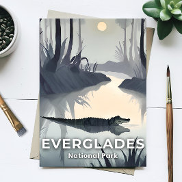 Everglades nationalpark | Vattenfärgsalligator Vykort