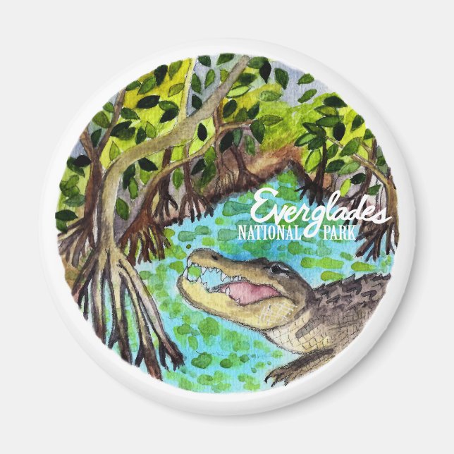 Everglades nationalpark Watercolor Magnet (Framsidan)