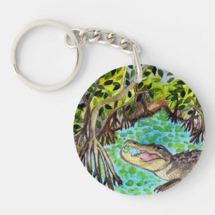 Everglades Watercolor Crokodile Alligator Florida