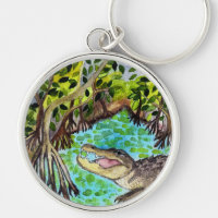 Everglades Watercolor Crokodile Alligator Florida