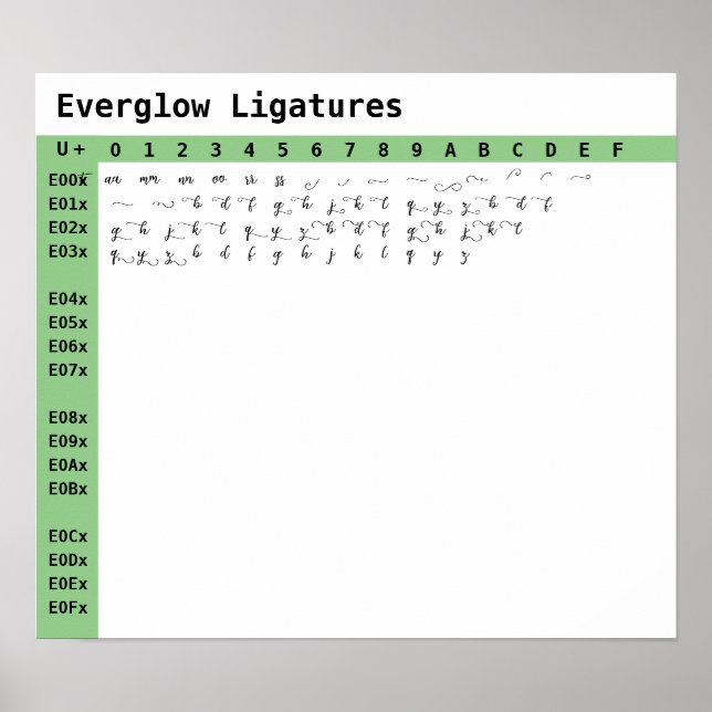 Everglow Font Ligaturer Poster (Framsidan)