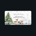 Evergreen Animal Winter Onederland Adress<br><div class="desc">Evergreen Animal Winter Onederland Birthday Address Label</div>