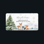 Evergreen Animal Winter Onederland Adress Adressetikett<br><div class="desc">Evergreen Animal Winter Onederland Birthday Address Label</div>
