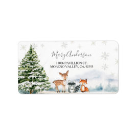 Evergreen Animal Winter Onederland Adress Adressetikett