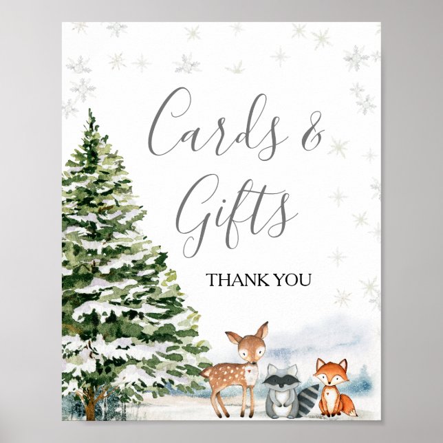 Evergreen Animal Winter Onederland Cards & Gifts Poster (Framsidan)