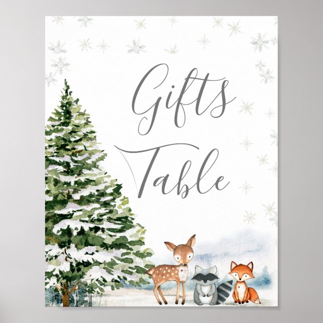 Evergreen Animal Winter Onederland Gifts Bord Poster (Framsidan)
