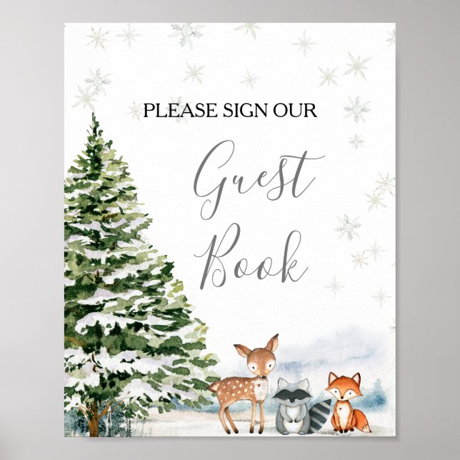 Evergreen Animal Winter Onederland Guest Bok Poster (Framsidan)