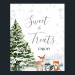 Evergreen Animal Winter Onederland Sweet & Treats Poster<br><div class="desc">Evergreen Animal Winter Onederland Birthday Sweet & Treats Sign</div>