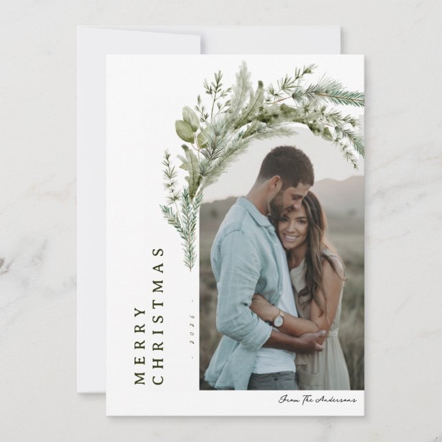 Evergreen Arch Photo jul Card Inbjudningar (Framsida)