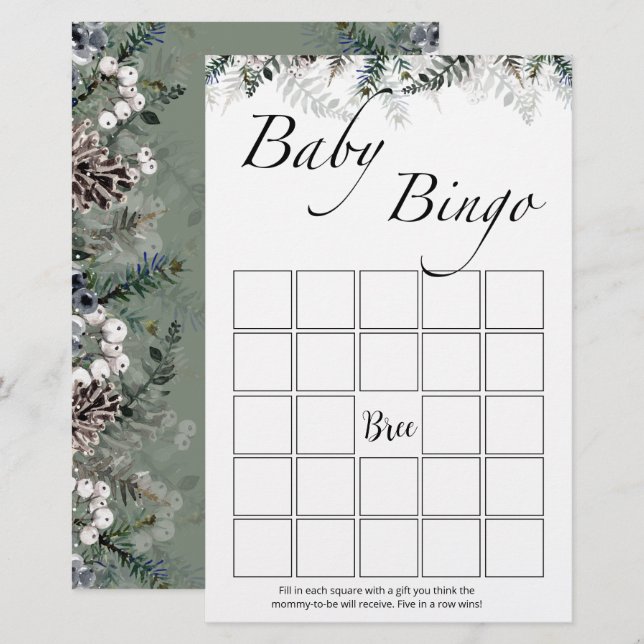 Evergreen baby bingo-spel (Fram/baksida)