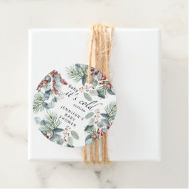 Evergreen Baby sitt kall utanför babyduschen Gåvor Etiketter