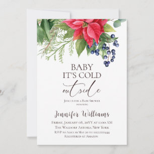 Evergreen Baby sitt Kall utanför Winter Baby Showe Inbjudningar