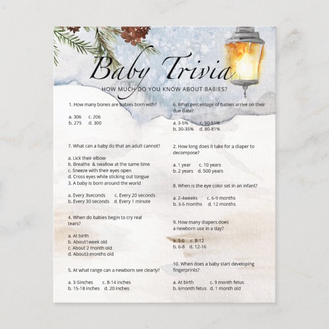 Evergreen Baby Trivia Baby Shower Game (Framsida)
