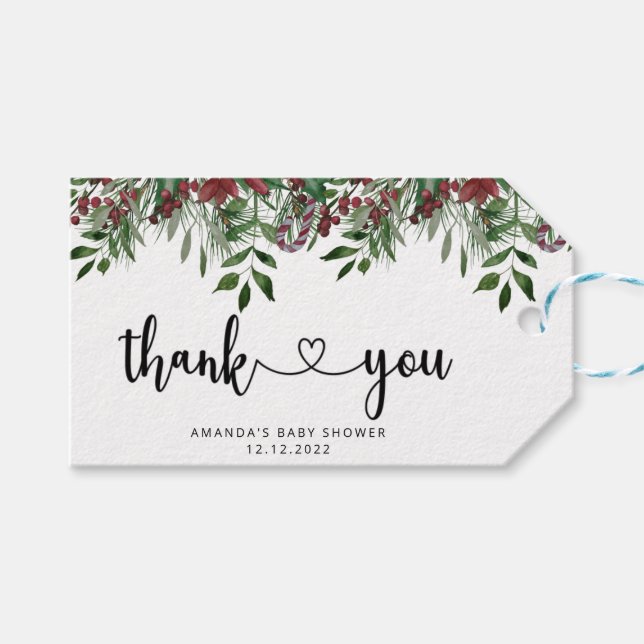 Evergreen-babydusch tack presentetikett (Framsidan (Horisontell))