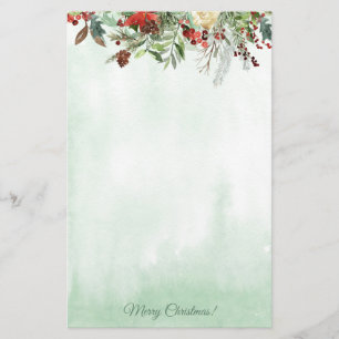 Evergreen Blommigt Berry Gräns Helgdag Brevpapper