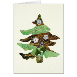 Evergreen & blommor hälsningskort