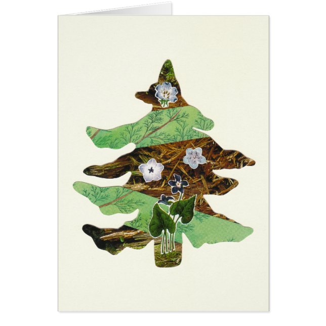 Evergreen & blommor hälsningskort (Framsidan)