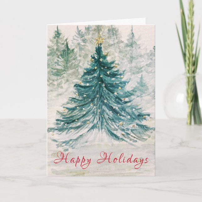 Evergreen Bright Helgdag Card Kort (Framsida)