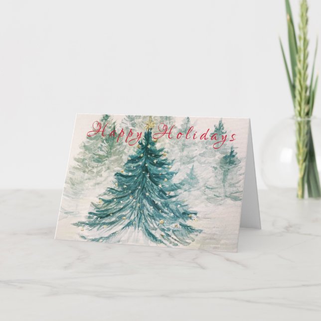 Evergreen Bright Helgdag Card Kort (Framsida)