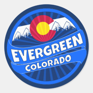 Evergreen Colorado bergsbränndekal Runt Klistermärke
