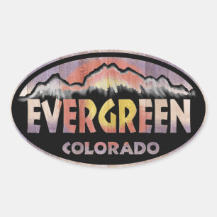 Evergreen Colorado wood flagga oval-klistermärken Ovalt Klistermärke