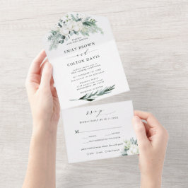 Evergreen & Cotton Flowers Elegant bröllop