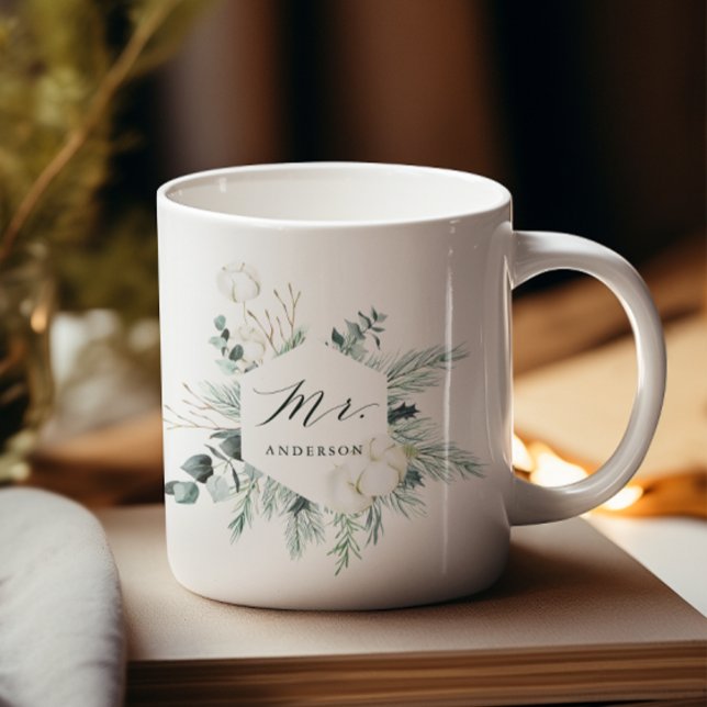 Evergreen & Cotton Flowers Mr Personlig Kaffemugg (Skapare uppladdad)