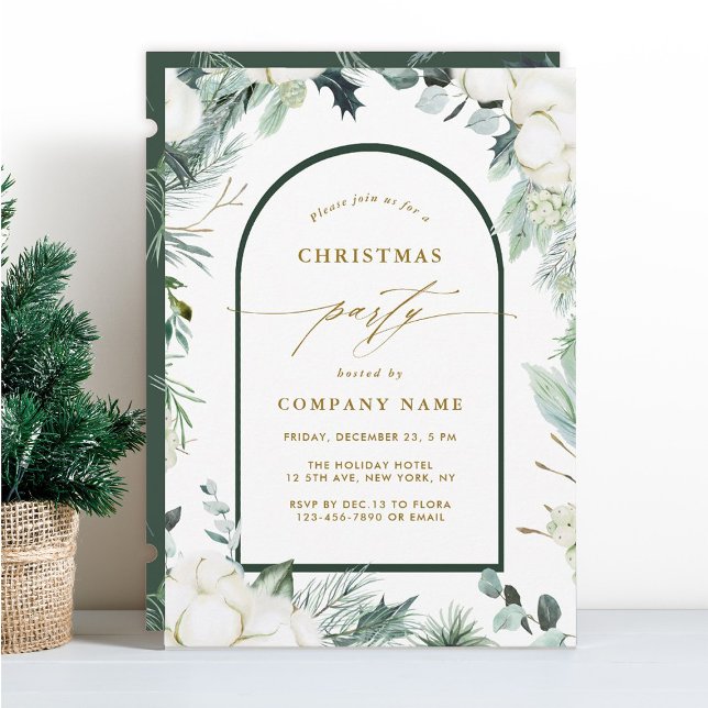 Evergreen & Cotton Flowers Vinter Jul Party Inbjudningar (Skapare uppladdad)