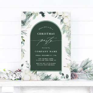 Evergreen & Cotton Flowers Vinter Jul Party Inbjudningar