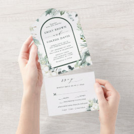 Evergreen & Cotton Flowers Watercolor Bröllop