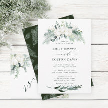 Evergreen & Cotton Flowers Watercolor Bröllop