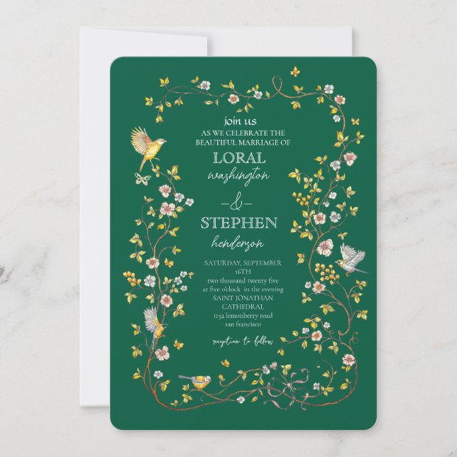 Evergreen Elegance Bröllop Inbjudningar (Framsida)