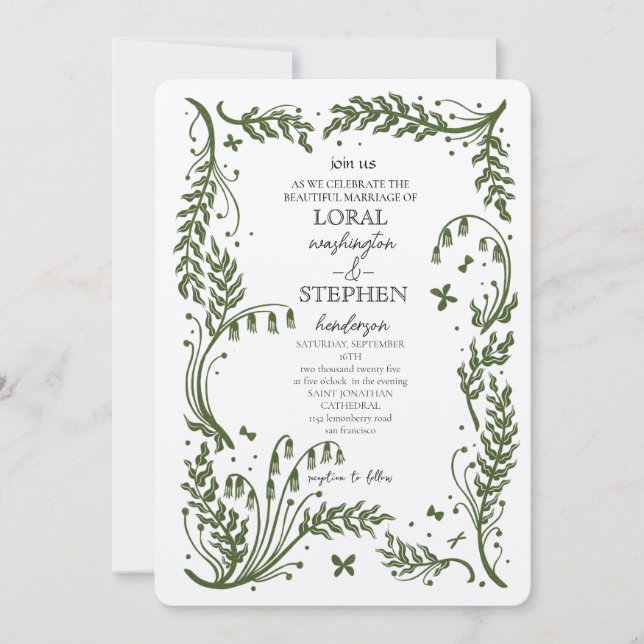 Evergreen Elegance Wedding Inbjudningar (Framsida)
