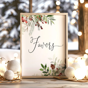 Evergreen favors-tecken. Vinterbabydusch gynnar P Poster