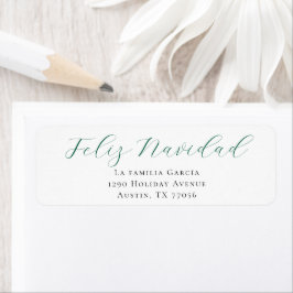 Evergreen Feliz Navidad Mail Return Address Label Returadress Etikett
