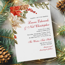 Evergreen Flowers Winter Wedding Inbjudningar