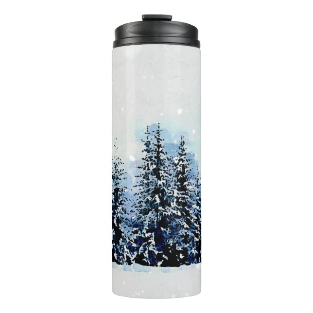 Evergreen Forest med Snö Travel Thermal Tumbler (Framsida)