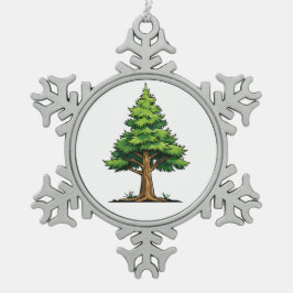 Evergreen forest snöflinga pewter julgransprydnad