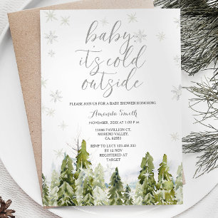 Evergreen Forest Träd Baby Shower-inbjudan Inbjudningar