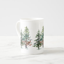 Evergreen Forest Träd Benporslin Mugg