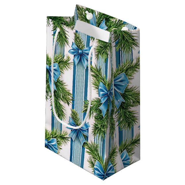 EVERGREEN GARLAND BLUE HOLIDAYS BOWS & STRIPES (Framsidan Vinklad)